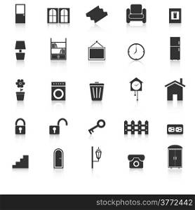 House related icons with reflect on white background, stock vector