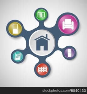 House related infographic templates with connected metaballs, stock vector