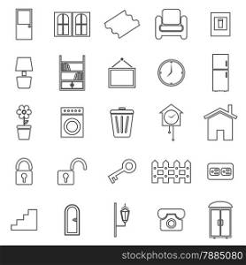 House related line icons on white background, stock vector
