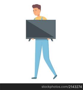 House relocation tv icon cartoon vector. Move box. Home service. House relocation tv icon cartoon vector. Move box