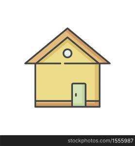 House RGB color icon. Home front. Building exterior. Residential construction. Real estate. Private suburb property. Apartment for dwelling. Modern cottage. Isolated vector illustration. House RGB color icon