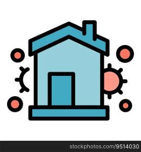 House self isolation icon outline vector. Virus quarantine. Social stay color flat. House self isolation icon vector flat
