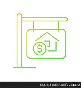 House selling gradient linear vector icon. Home purchasing. Realty buying. Real estate ownership. Property sale. Thin line color symbol. Modern style pictogram. Vector isolated outline drawing. House selling gradient linear vector icon