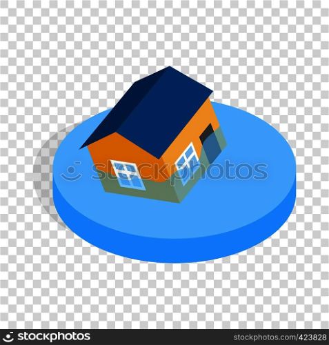 House sinking in a water isometric icon 3d on a transparent background vector illustration. House sinking in a water isometric icon