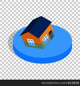 House sinking in a water isometric icon 3d on a transparent background vector illustration. House sinking in a water isometric icon
