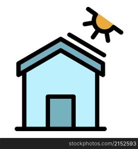 House solar energy icon. Outline house solar energy vector icon color flat isolated. House solar energy icon color outline vector