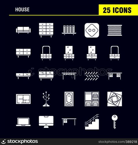 House Solid Glyph Icon for Web, Print and Mobile UX/UI Kit. Such as: Couch, Furniture, Sofa, Interior, Chest, Drawer, Furniture, Keep, Pictogram Pack. - Vector