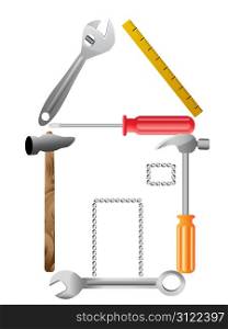 House symbol made of tools in vector form