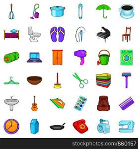 House thing icons set. Cartoon style of 36 house thing vector icons for web isolated on white background. House thing icons set, cartoon style