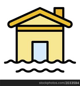 House water flood icon. Outline house water flood vector icon color flat isolated. House water flood icon color outline vector