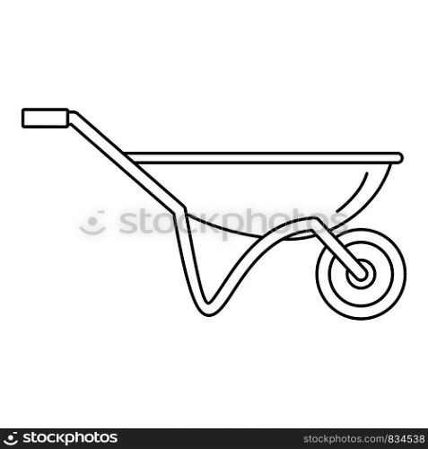 House wheelbarrow icon. Outline house wheelbarrow vector icon for web design isolated on white background. House wheelbarrow icon, outline style