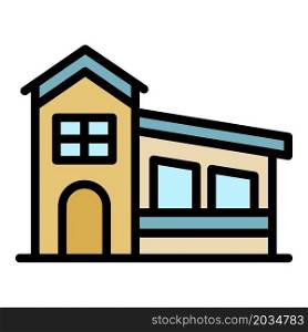 House with a sloping roof icon. Outline house with a sloping roof vector icon color flat isolated. House with a sloping roof icon color outline vector