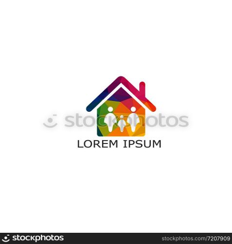 House with caring and supportive family logo vector image