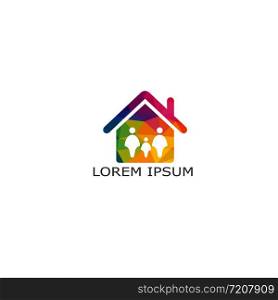 House with caring and supportive family logo vector image