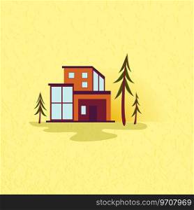 House with christmas trees Royalty Free Vector Image
