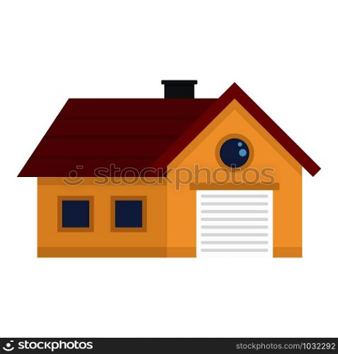 House with garage icon. Flat illustration of house with garage vector icon for web design. House with garage icon, flat style