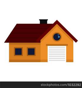 House with garage icon. Flat illustration of house with garage vector icon for web design. House with garage icon, flat style