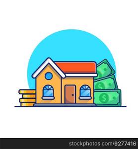 House with gold coin and money cartoon Royalty Free Vector