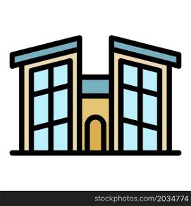 House with high windows icon. Outline house with high windows vector icon color flat isolated. House with high windows icon color outline vector