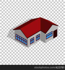House with red roof isometric icon 3d on a transparent background vector illustration. House with red roof isometric icon