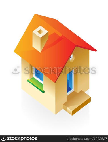 House with red roof. Vector illustration.