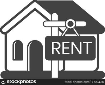house with rent sign illustration in minimal style isolated on background
