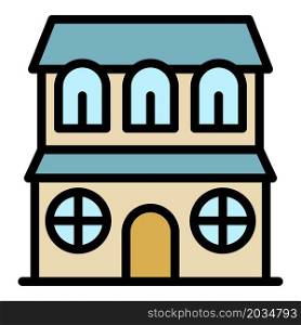 House with round windows icon. Outline house with round windows vector icon color flat isolated. House with round windows icon color outline vector