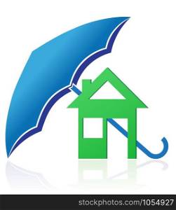 house with umbrella concept vector illustration isolated on white background