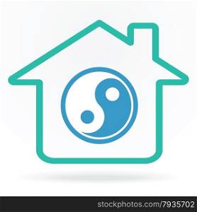 House with yin-yang symbol as home harmony concept vector illustration.