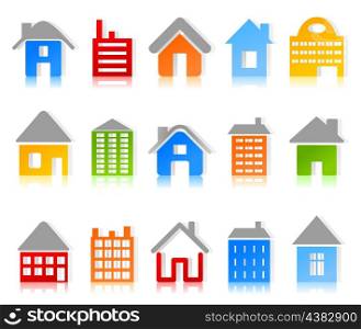 House3. Set of icons of houses. A vector illustration