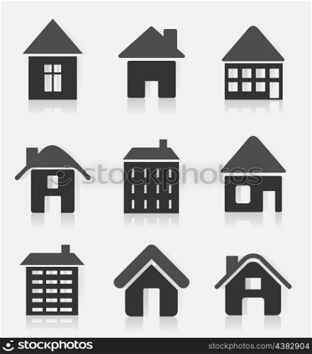 House7. Set of icons of houses. A vector illustration