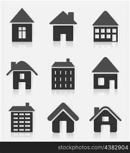 House7. Set of icons of houses. A vector illustration