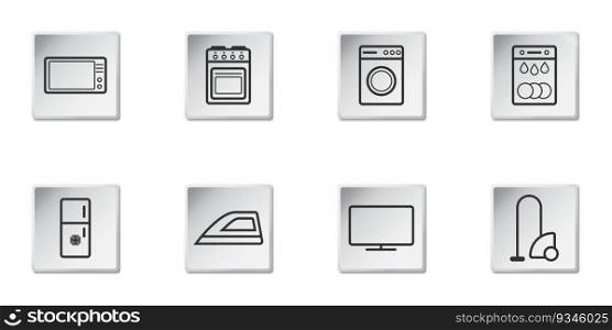 Household appliances icon set. Vector isolated simple line illustration.