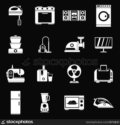 Household appliances icons set vector white isolated on grey background . Household appliances icons set grey vector