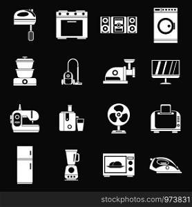 Household appliances icons set vector white isolated on grey background . Household appliances icons set grey vector