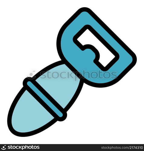 Household bottle-opener icon. Outline household bottle-opener vector icon color flat isolated. Household bottle-opener icon color outline vector