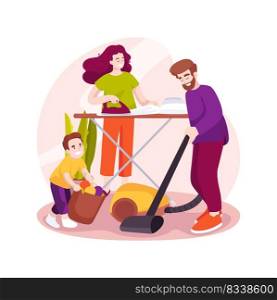 Household chores isolated cartoon vector illustration. To-do checklist, home routine scene on background, family cleaning apartment, list of daily household duties, house chores vector cartoon.. Household chores isolated cartoon vector illustration.
