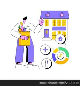 Household consumption abstract concept vector illustration. Household final consumption expenditure, calculation formula, economic indicator measurement, accounts and statistics abstract metaphor.. Household consumption abstract concept vector illustration.
