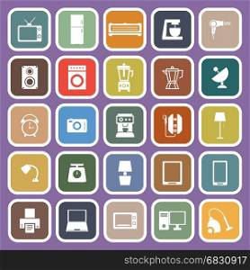 Household flat icons on purple background, stock vector