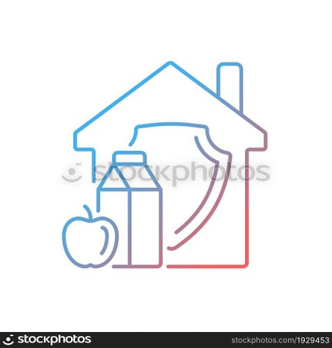 Household food security gradient linear vector icon. Family food consumption. Healthy and adequate nutrition. Thin line color symbol. Modern style pictogram. Vector isolated outline drawing. Household food security gradient linear vector icon