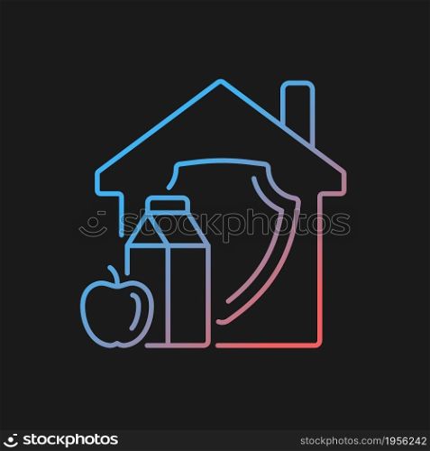 Household food security gradient vector icon for dark theme. Family food consumption. Healthy and adequate nutrition. Thin line color symbol. Modern style pictogram. Vector isolated outline drawing. Household food security gradient vector icon for dark theme