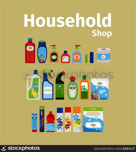 Household goods shop icon set. Vector illustration. Household goods shop icon set