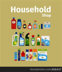 Household goods shop icon set. Vector illustration. Household goods shop icon set