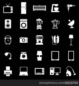 Household icons on black background, stock vector