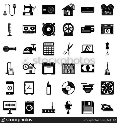 Household icons set. Simple style of 36 household vector icons for web isolated on white background. Household icons set, simple style
