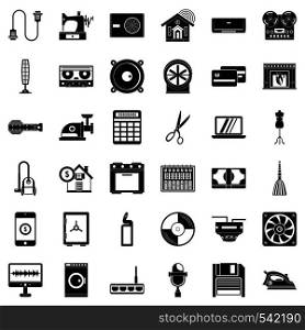 Household icons set. Simple style of 36 household vector icons for web isolated on white background. Household icons set, simple style