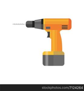 Household manual drill, flat vector illustration