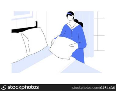 Housekeeping abstract concept vector illustration. Housekeeper in uniform making bed in hotel room, hospitality business, professional people, cleaning service, chambermaid job abstract metaphor.. Housekeeping abstract concept vector illustration.