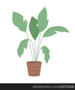 Houseplant for interior decor semi flat color vector item. Realistic object on white. Tropical plant for office isolated modern cartoon style illustration for graphic design and animation. Houseplant for interior decor semi flat color vector item