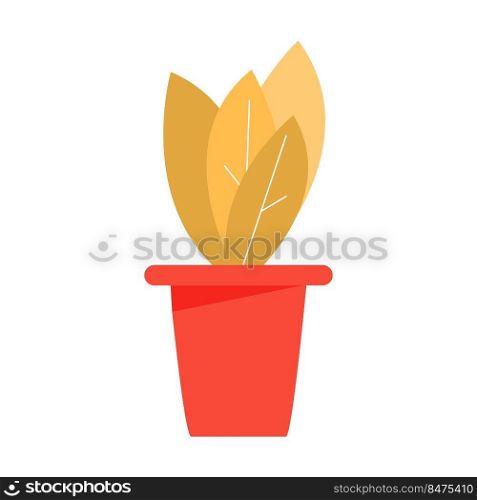Houseplant growing in pot semi flat color vector object. Home decor. Exotic plant. Full sized item on white. Garden simple cartoon style illustration for web graphic design and animation. Houseplant growing in pot semi flat color vector object